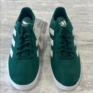 Adidas Men's Forest Green and White Sneakers